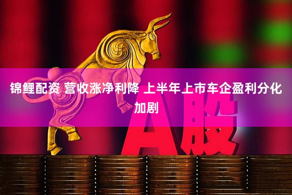 锦鲤配资 营收涨净利降 上半年上市车企盈利分化加剧