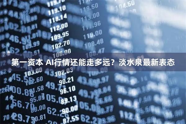 第一资本 AI行情还能走多远？淡水泉最新表态